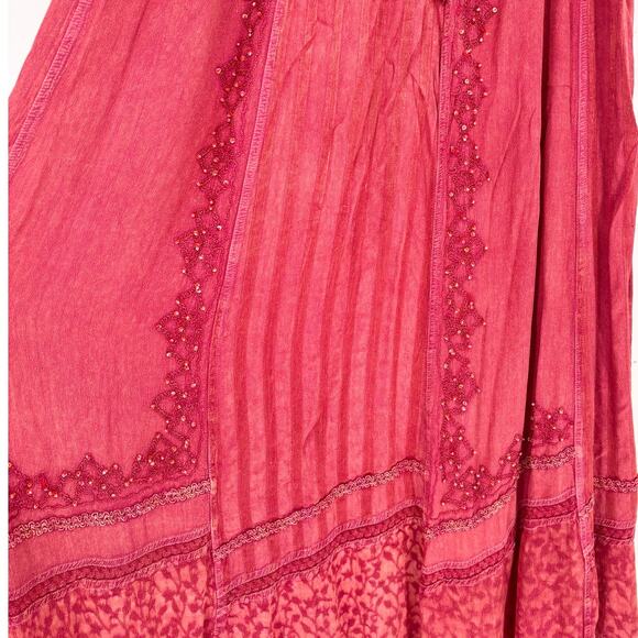 The Counter Vintage Rust Terracotta Boho Beaded Sequin Peasant Skirt Size XL - Picture 3 of 6